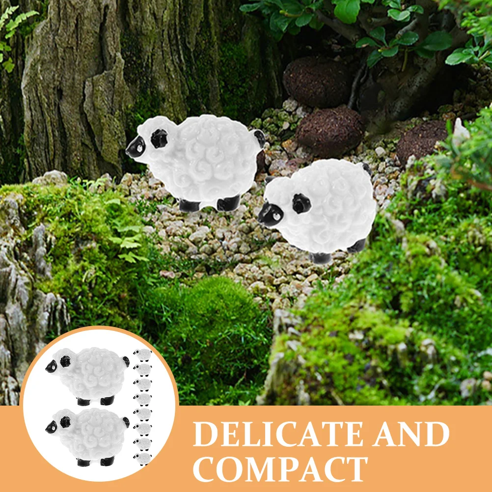 

20 Pcs Micro Landscape Ornament Mini Animal Sheep Figures Figurines Cute Resin Sculpture Garden Statues