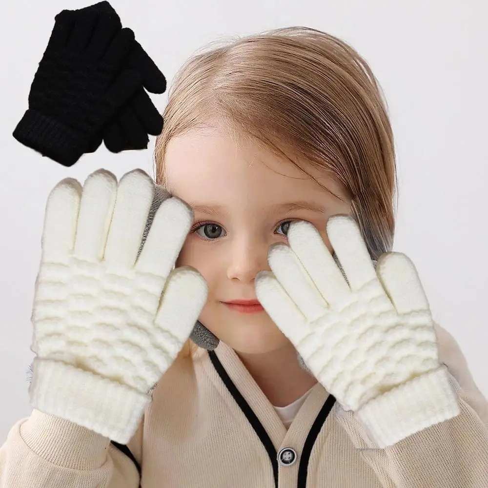 Full Finger Gloves Boys Girls Warm Mittens Thickened Knitted Gloves Autumn Winter Snow Children Baby Gloves Cycling Ski Gloves