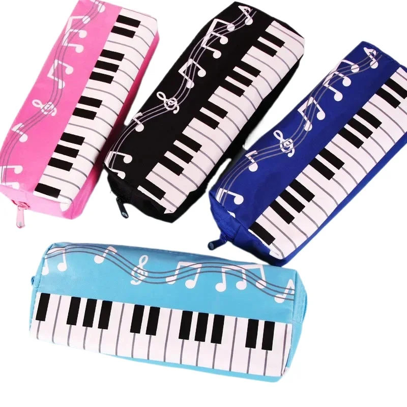 Music Note Piano Keyboard Pencil Bag Case Zipper Stationery Pens Organizer Bag Pouch Students Back To School Gift