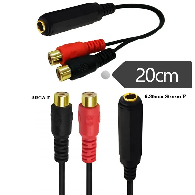 Cable de Audio tipo Y 1/2 de 6,35mm, Conector de canal único/Doble A 2RCA Lotus, estación madre FM, micrófono