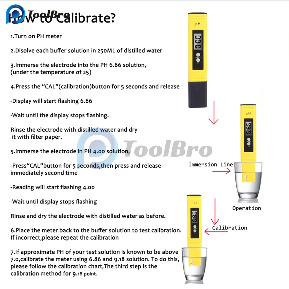 LED Digital PH Meter Water Quality Test Pen High Precision Portable PH Monitor Detector for Aquarium Hydroponics with Calibrate