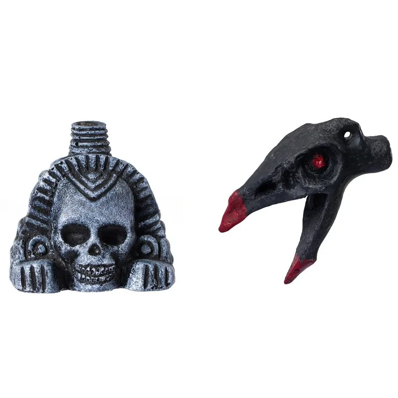 صفارة صراخ على شكل جمجمة أزتيك للهالوين: لعبة مزحة صوت رعب واقعية لملحقات حقيبة فريدة وزخرفة معلقة مزخرفة #2