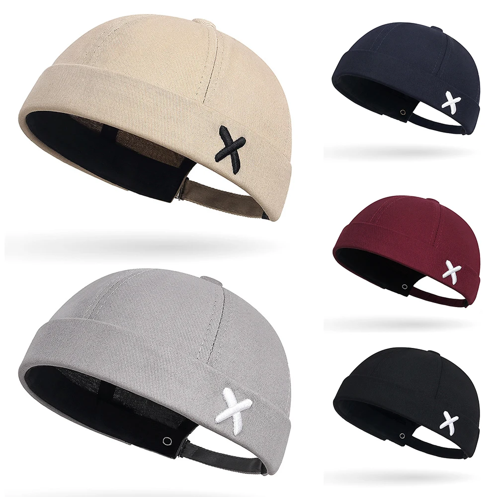 Summer Vintage Dome Hat Mens Solid Color Cotton Beanies For Men Docker Sailor Crimping Brimless Skull Caps Casual Hip Hop Cap