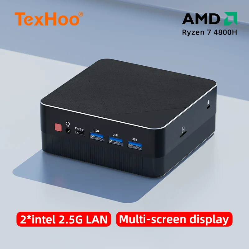 

Мини-ПК TexHoo, 4 дисплея, AMD RYZEN 7 5800U 5500U