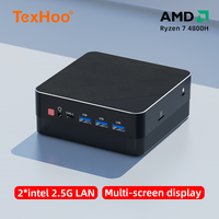 TexHoo Four Display Mini PC AMD RYZEN 7 4800H 5400U 7430U Pocket Dual DP HD-MI LAN Type-C WIFI6 DDR4 16GB 1TB NVMe Mini Computer