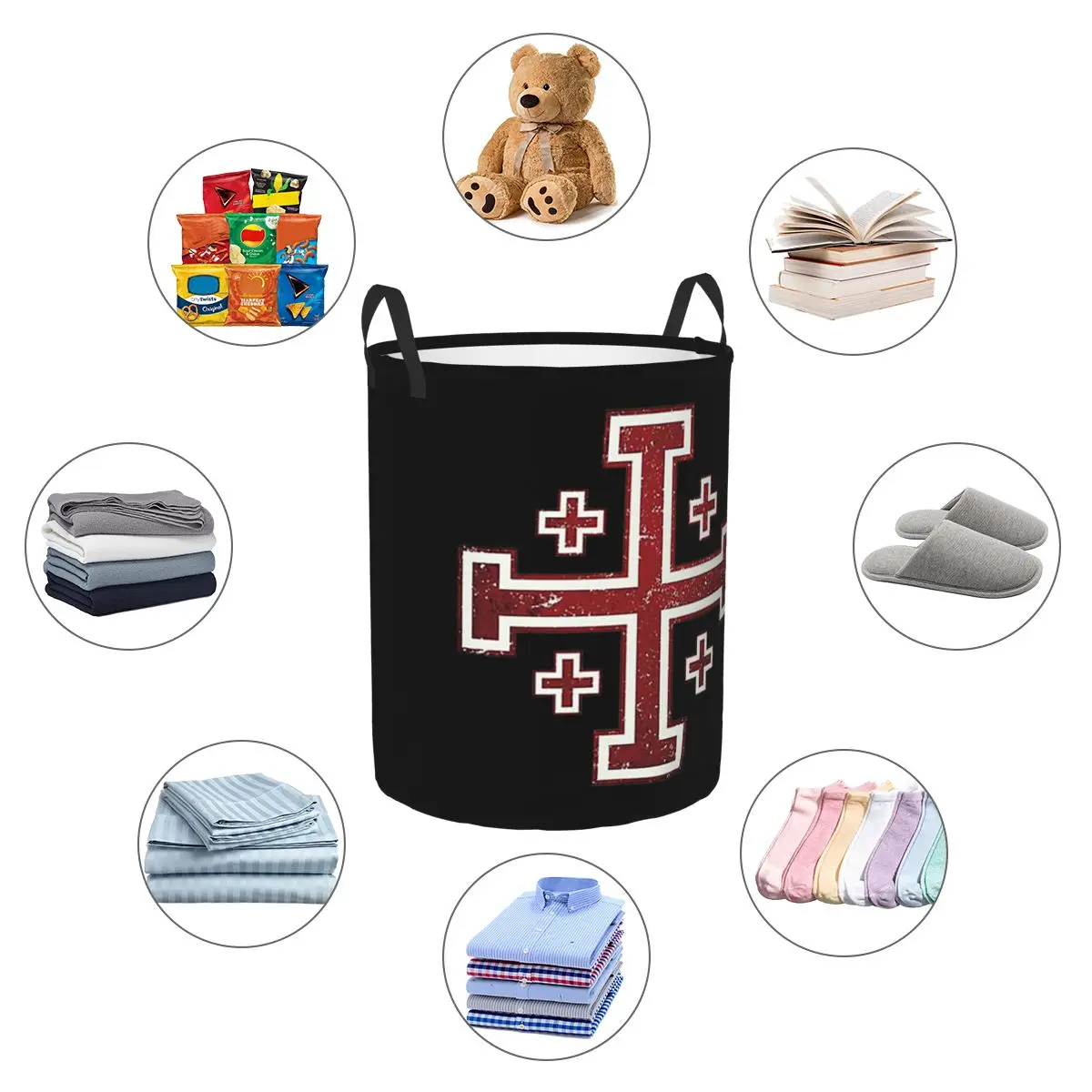 Jerusalem Cross Medieval Knights Cross Crusader Foldable Laundry Baskets Dirty Clothes Sundries Basket Home Organizer Box