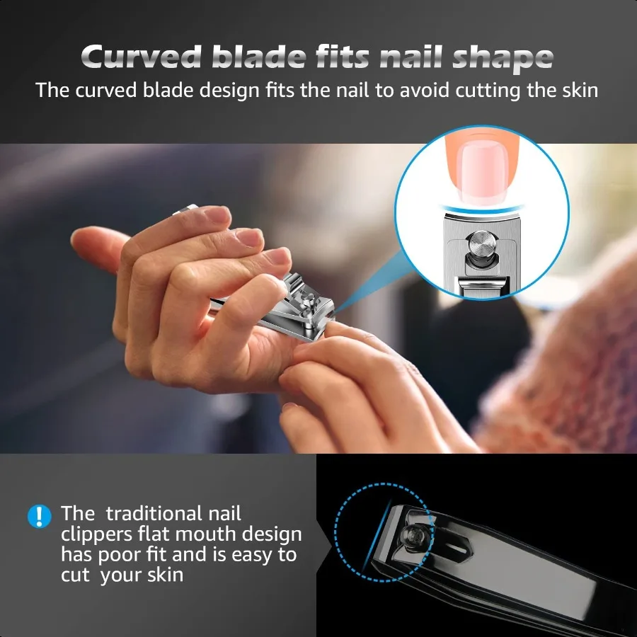 Nail Clipper and File Profional Stainl Steel Heavy Duty Nail Cutter with Ergonomic Long Handle and Sharp Jaw Clip Finger Nails