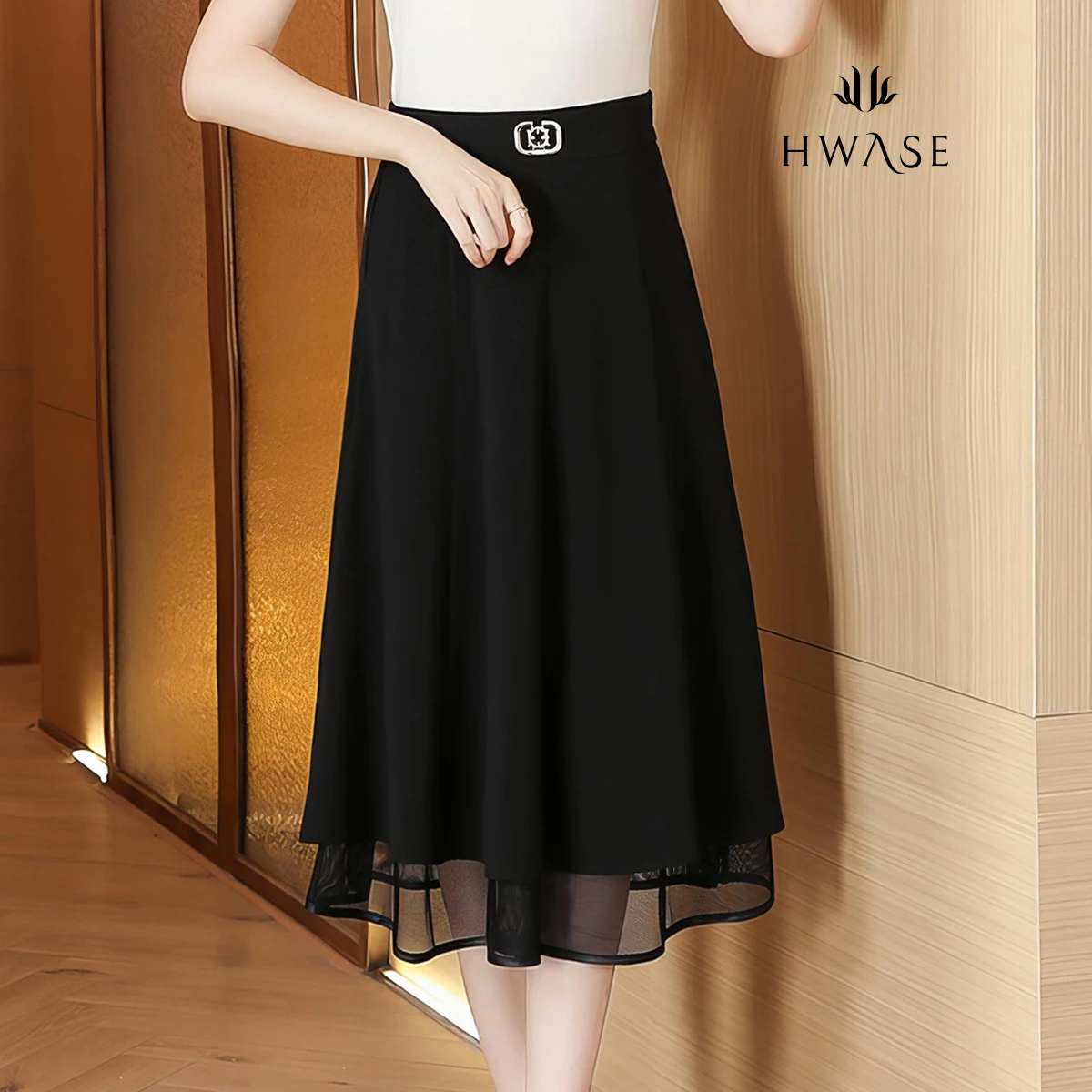 Three double mesh smooth skirt _ HB4SSK002C