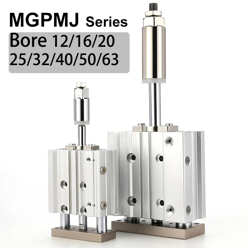 SMC Type With guide rod stroke adjustable three-axis cylinder three-rod MGPMJ series  12/16/20/25*32X40X50-20/30-XC8