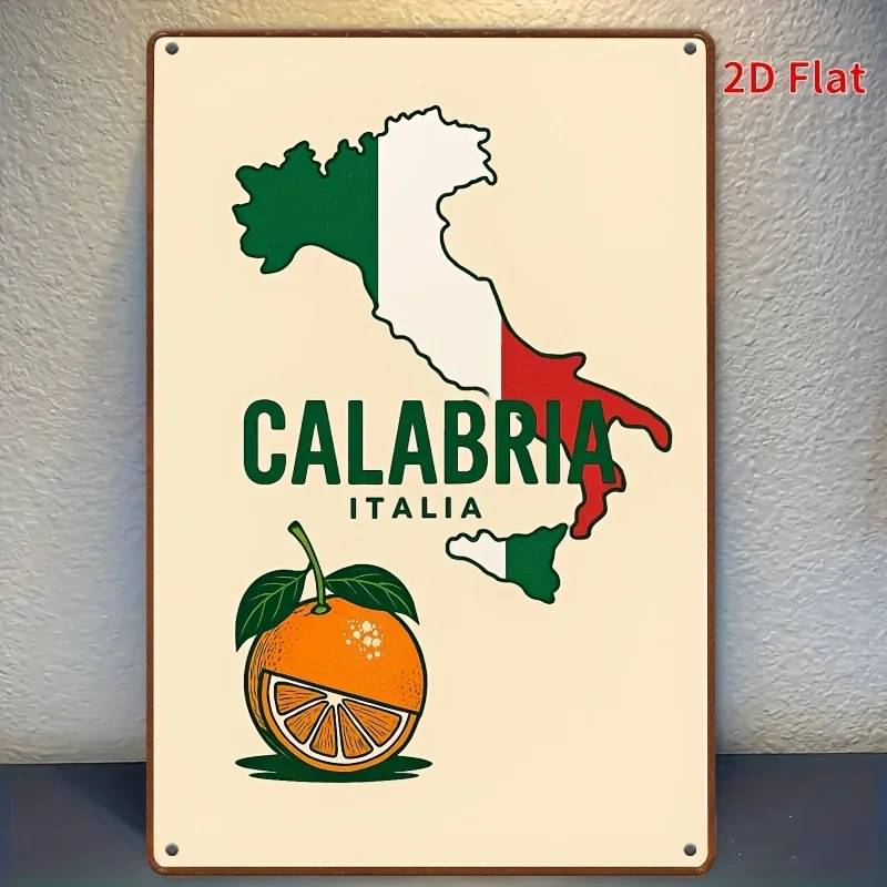 Vintage Italian Calabria Iron Sign Metal Plaque Rustic Wall Decor Home Cafe Poster 8x12 Inch Easy Hang