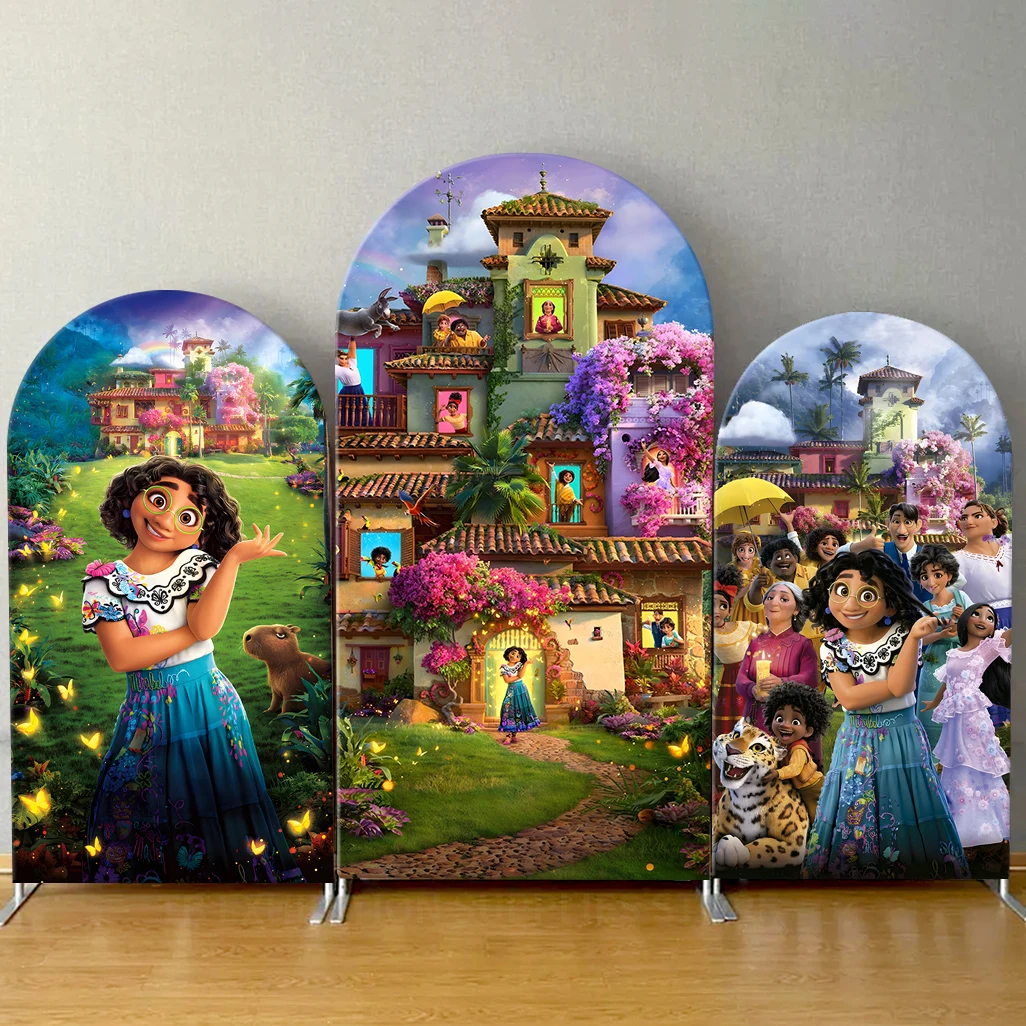 

Disney Encanto Arch Backdrop Cover Magical Floral House Baby Shower Kids Birthday Party Background Wall Decor Fabric Supplies