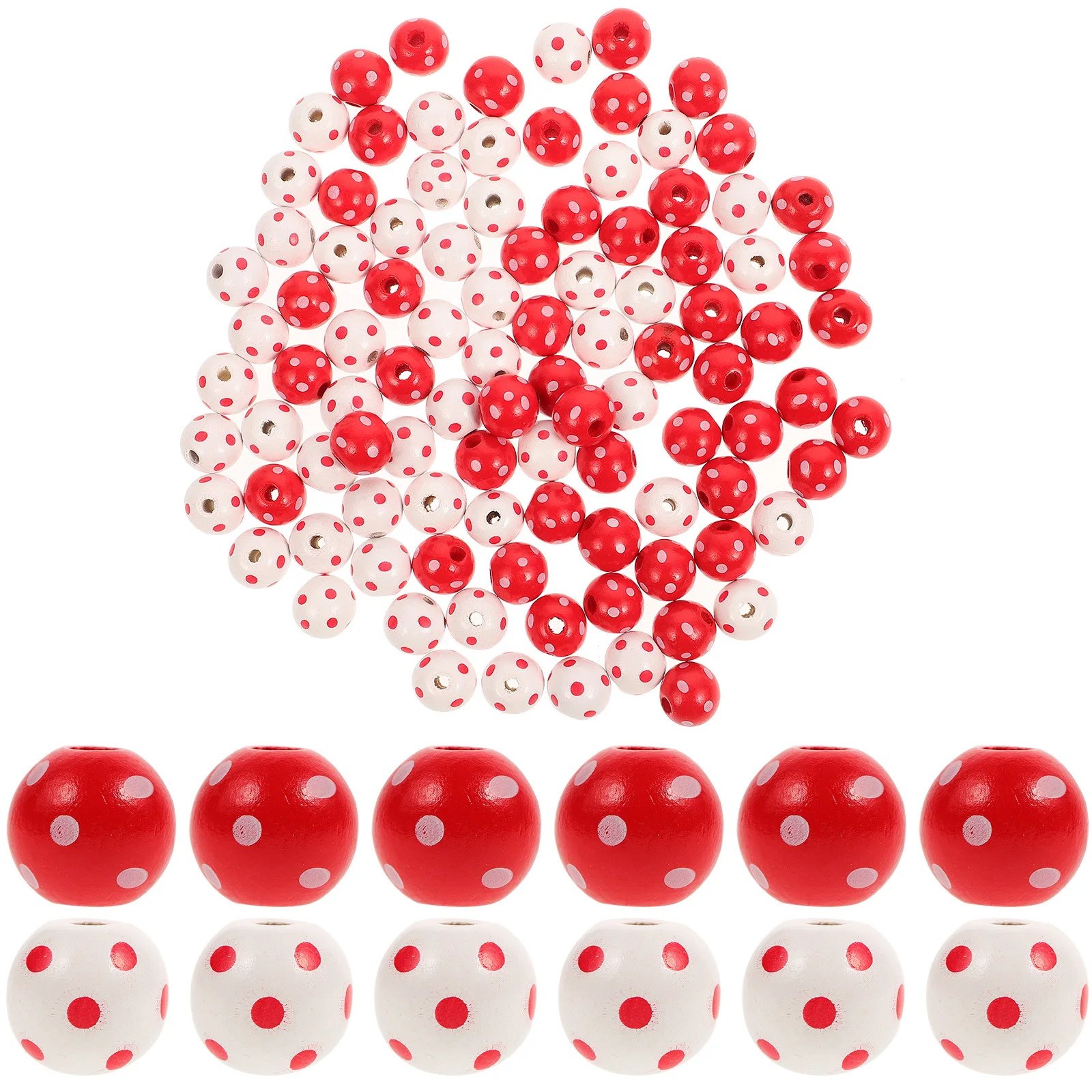 

100Pcs Polka Dot Wooden Beads Red Wood Beads Smooth Surface for DIY Jewelry Making Accessories Crafts Decorations