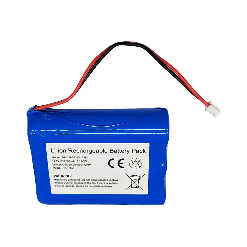 SIRY 18650-3S1P cylindryczny ładowalny akumulator litowo-jonowy 2200mAh 2600mAh z płytką drukowaną i złączem