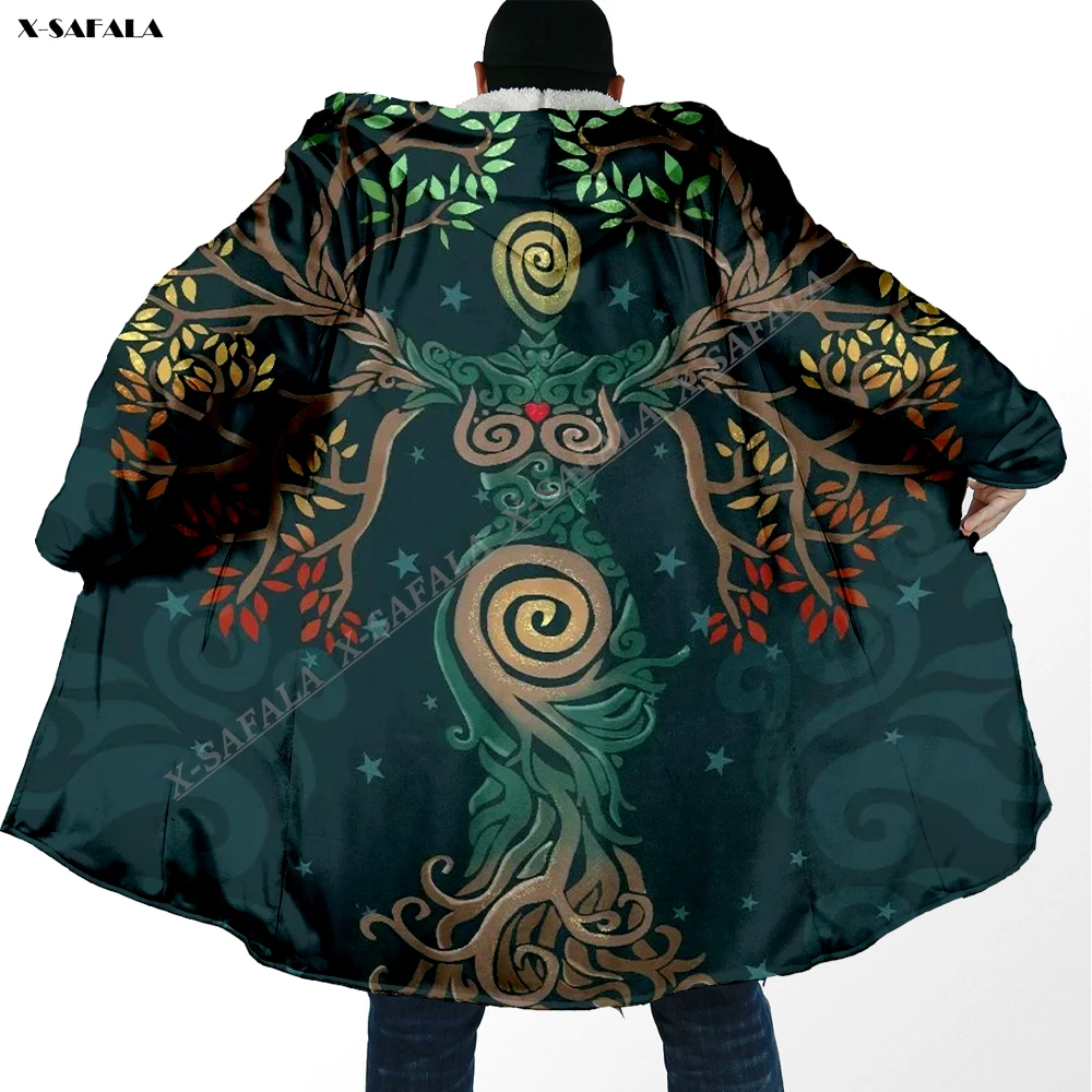 Celtic Tree Of Life Soul 3D Printed Cloak Thick Winter Warm Hooded Blanket Coat Fleece Adult Jacket Pullover