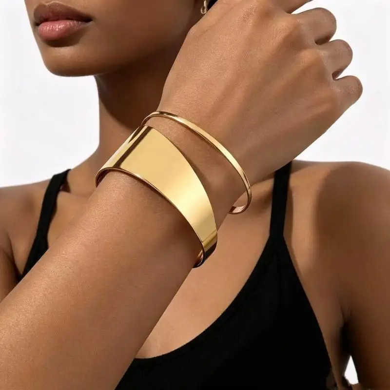 1 PCS Iron Bracelet Fashion Trend Hip Hop Street Wide Open Adjustable Bracelet Ladies Jewelry Gift Party Matching