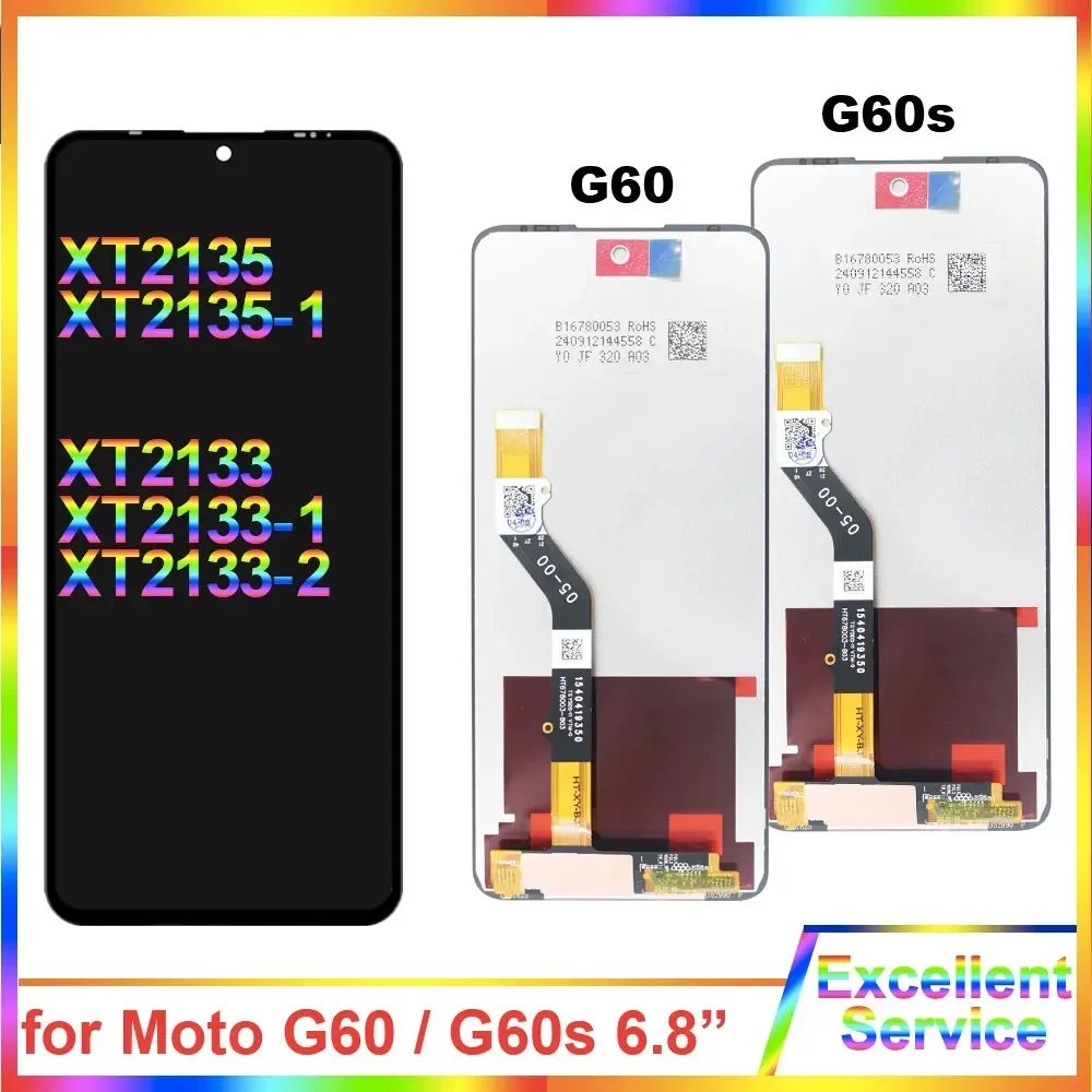 100% Tested LCD for Motorola Moto G60 XT2135 LCD Display Touch Screen Digitizer Replacement for Moto G60s XT2133 LCD With Frame
