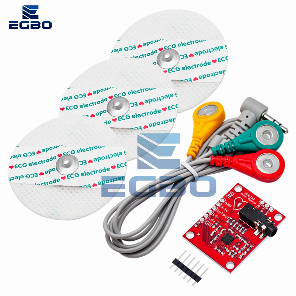 ECG sensor module kit for Arduino, ECG measurement, pulse, heart, ECG monitoring EGBO