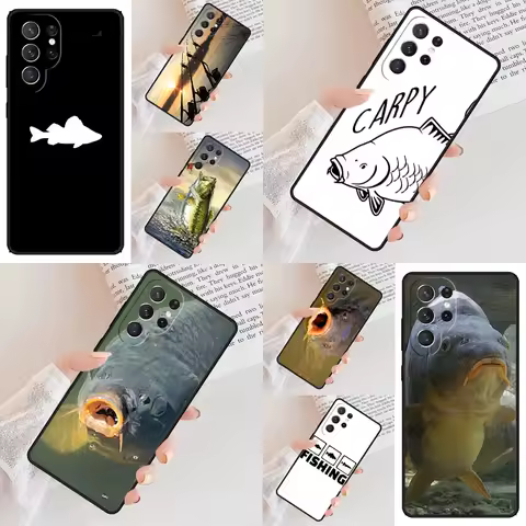Basic Carp Fishing Phone Case For Samsung Galaxy S24 S23 S22 S21 Ultra S10 Note 10 Pro S20 Plus FE S9 S8 Cover