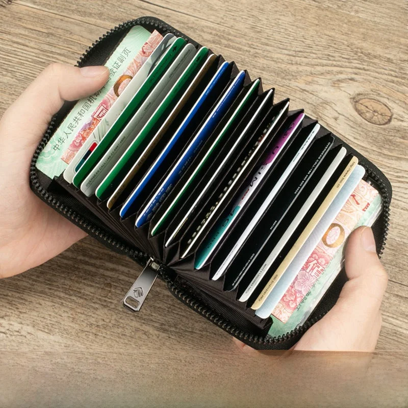 2026 New Large Capacity Multi-Card Slot Anti-Theft Brush Driver License Card Holder Men Anti-Magnetic Coin Document Bag