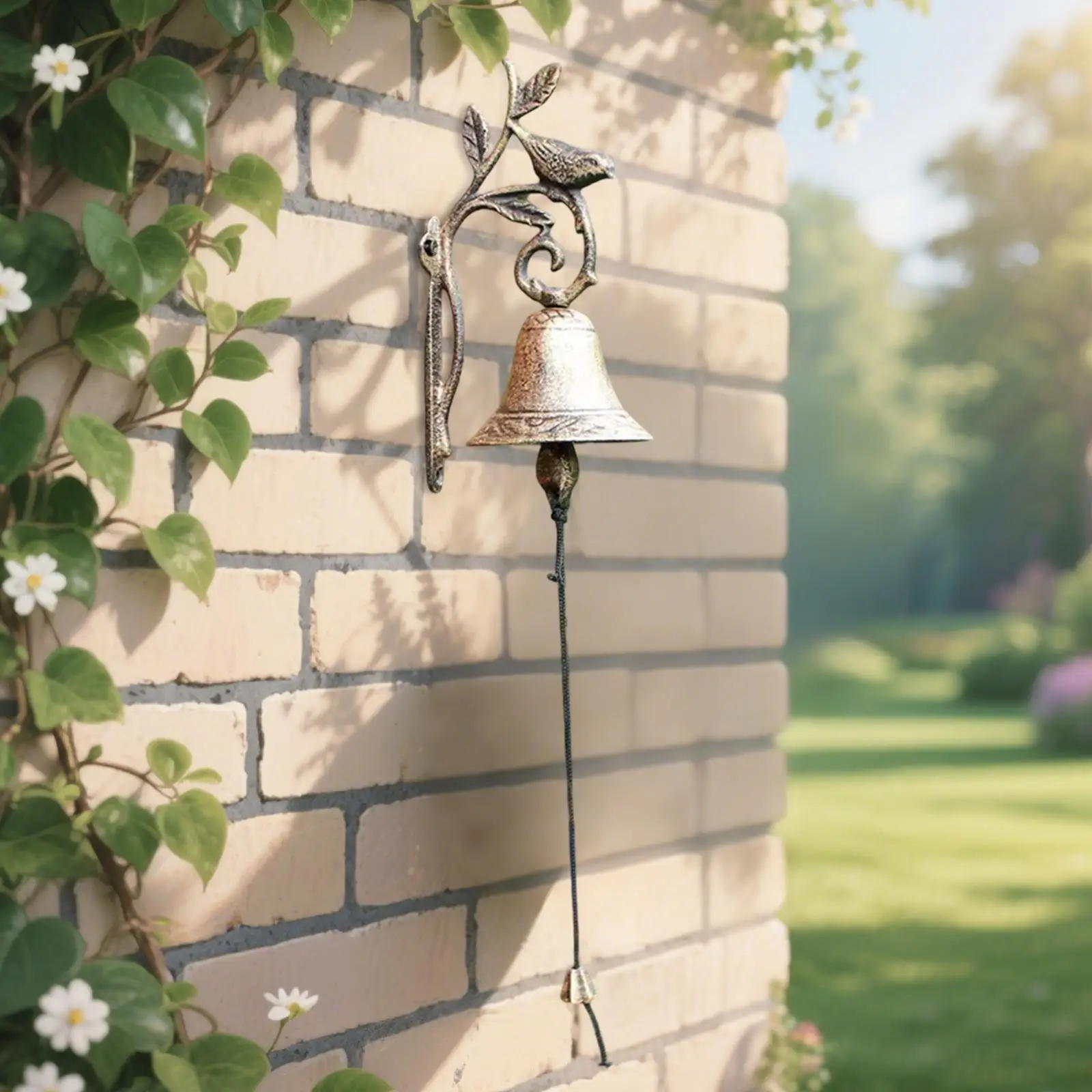 Wall Mounted Vintage Cast Iron Door Bell Ornamental Bird Entry Chime Rustic Dinner Bell for Garden Porch