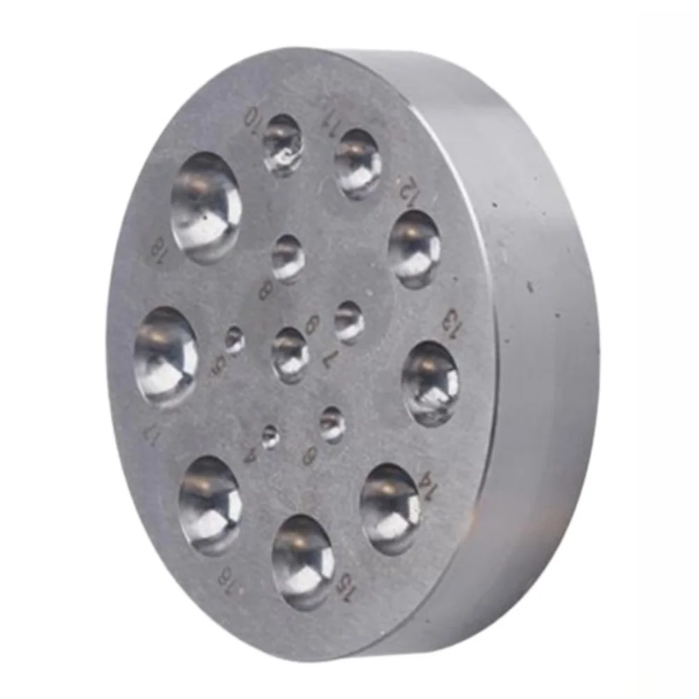 Doming Block Kit for Jewelry Makers Including Steel Block with 15 Hole and 17 Hole Design for Anvil Based Metal Shaping Tasks