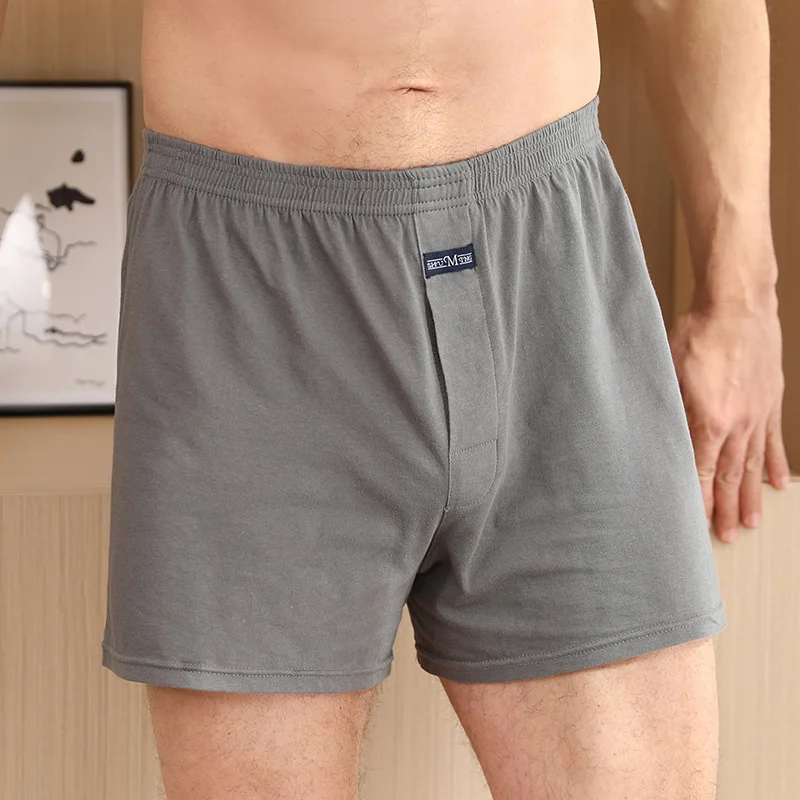 Boxer ample en coton pour homme, sous-vêtement masculin, culotte en coton doux, grande taille, pantalon en forme de flèche à la maison, caleçon