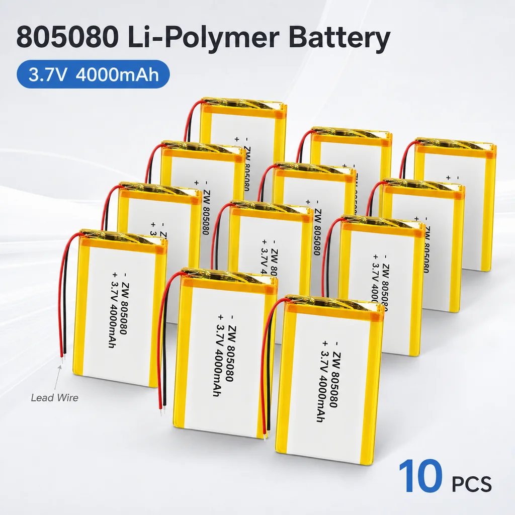 Lithium Polymer Battery 805080 3.7V 4000mAh 14.8Wh with JST PH 2.0mm 2Pin Plug for GPS Tablet PC Bluetooth Speaker
