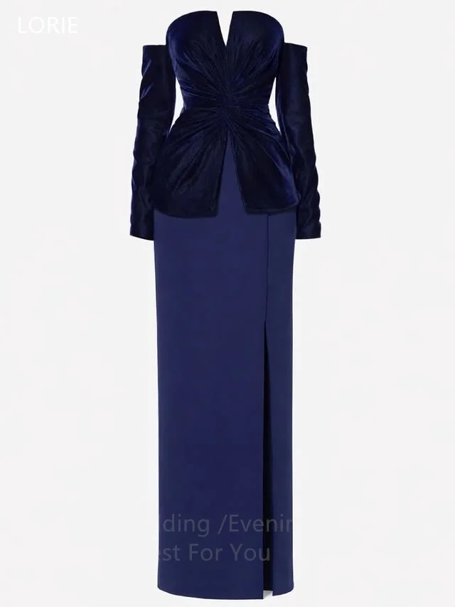 LORIE Elegant Blue Party Dresses Strapless Pleats Side Slit Evening Prom Dress Chic Mermaid Prom Gowns Customized