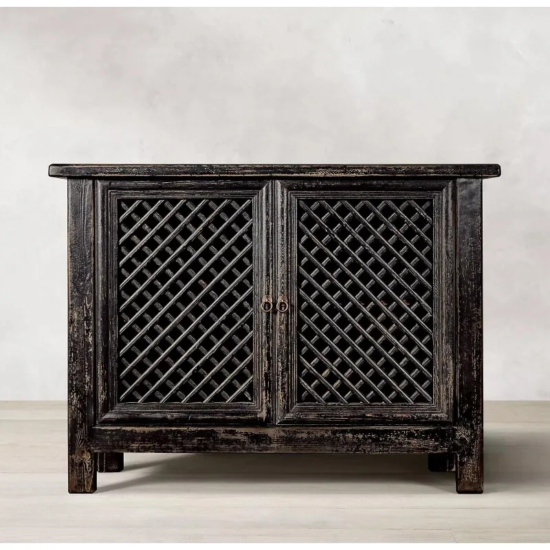 Original Single Solid Wood Wardrobe French Rural Retro Furniture American Simple Entrance Solid Wood Dining Side Cabinet