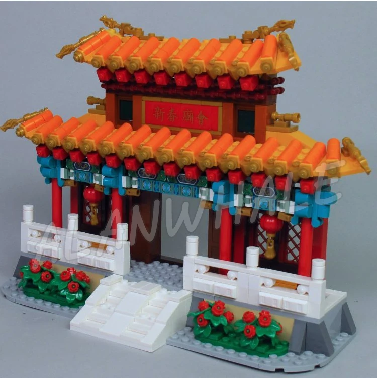 2109pcs Chinese Festivals New Year Temple Fair Shadow Theatre Stalls Fu Firework SY1476 Building Block Set Compatible With Model