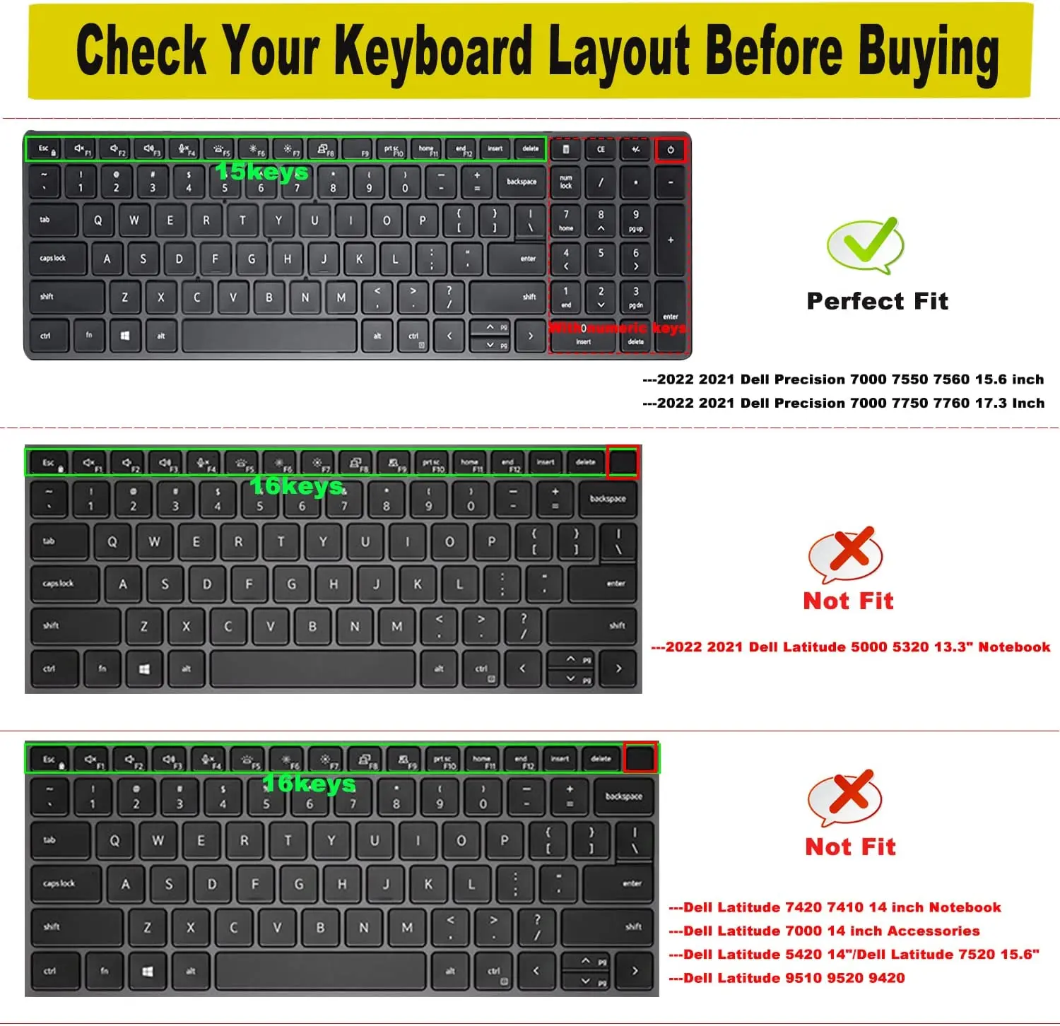 Keyboard Cover Protector Silicone Laptop For 2021 2022 Dell Precision 7000 7550 7560 7760 7750 15.6\