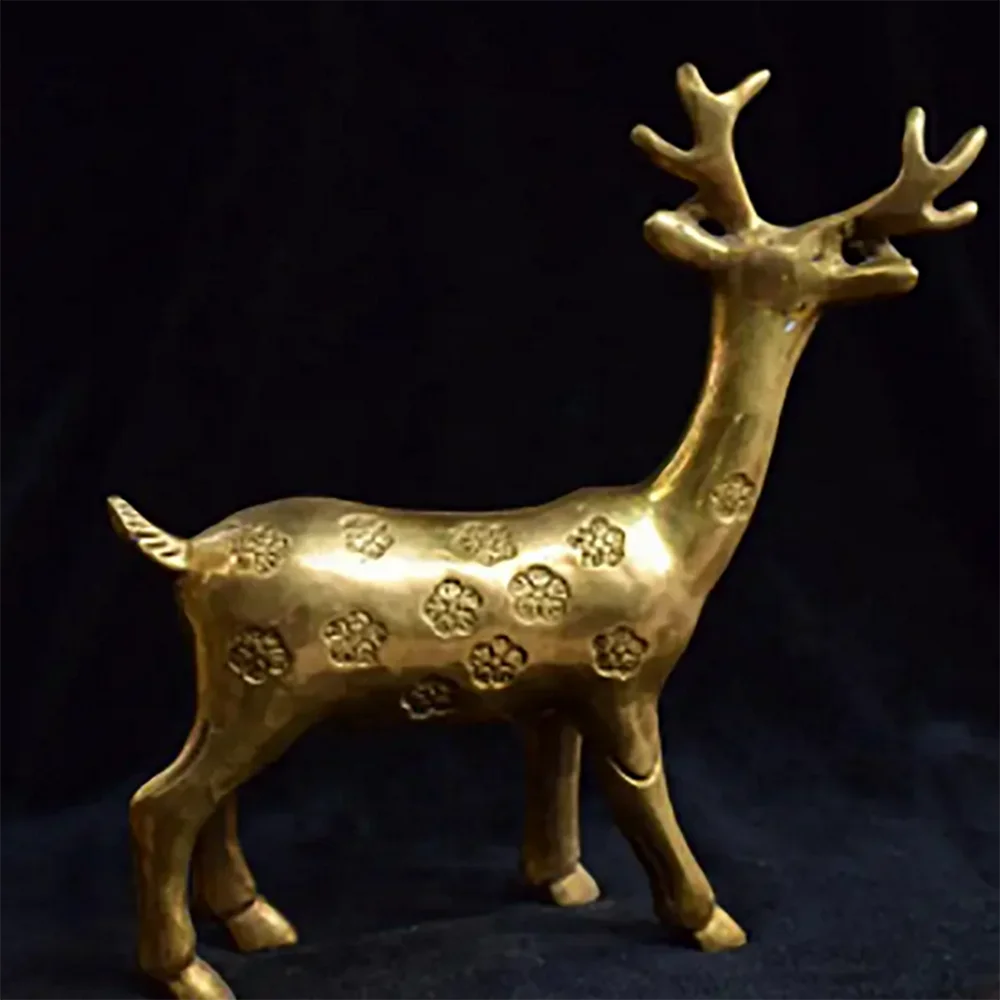 Copper Statue a Pair of Fengshui Copper Household Ornaments of Brass Sika Deer