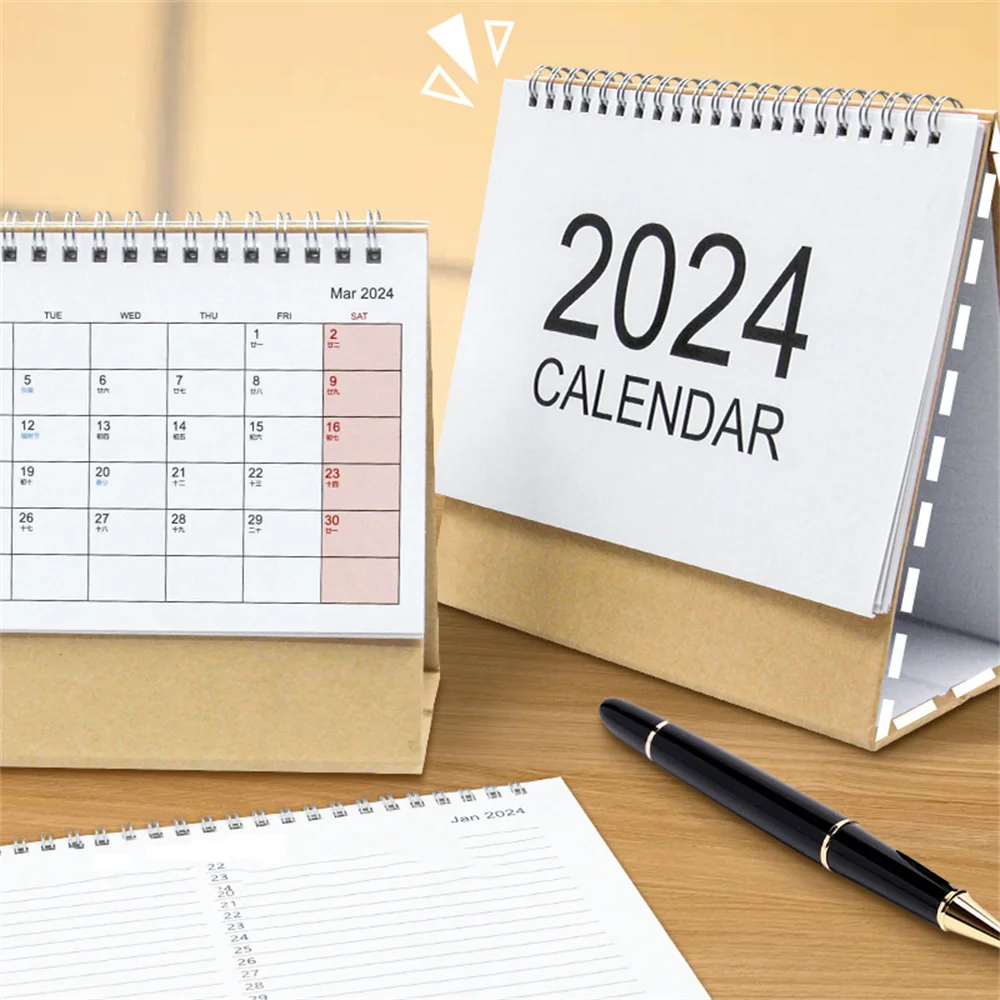 Mini Calendar Calendar Desk Flip Table Standing Planner 2024 Tabletop Desktop Monthly Daily Tear Off Pad Weekly Up Stand Mini