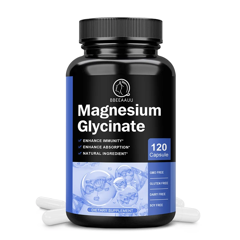 Free Shipping Maximum Absorption Magnesium Glycine Capsule for  Muscle, Joint & Heart Health Brain Relax Sleep Supplement