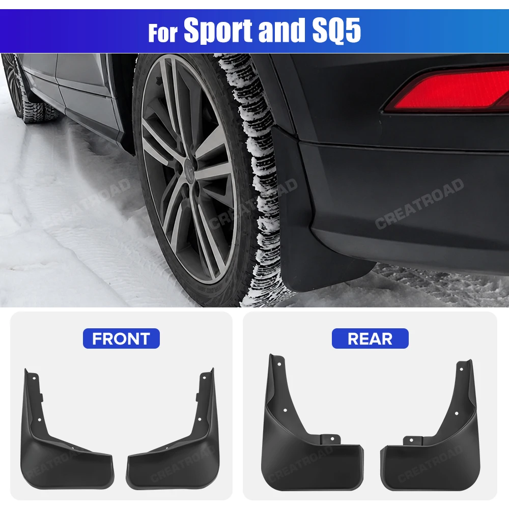 Custom Fit 4PCS Mud Flaps for Audi Q5 SQ5 FY 2018 2019 2020 No Drilling Splash Guards Mudguards Car Fender Accessories