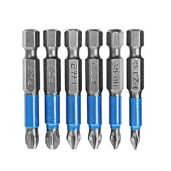 6Pcs Non-Slip Magnetic Screwdriver Bit Set 50mm 1/4 Hex Shank Phillips/Cross Head Screwdriver Drill Bit PH1/PH2/PH3/PZ1/PZ2/PZ3