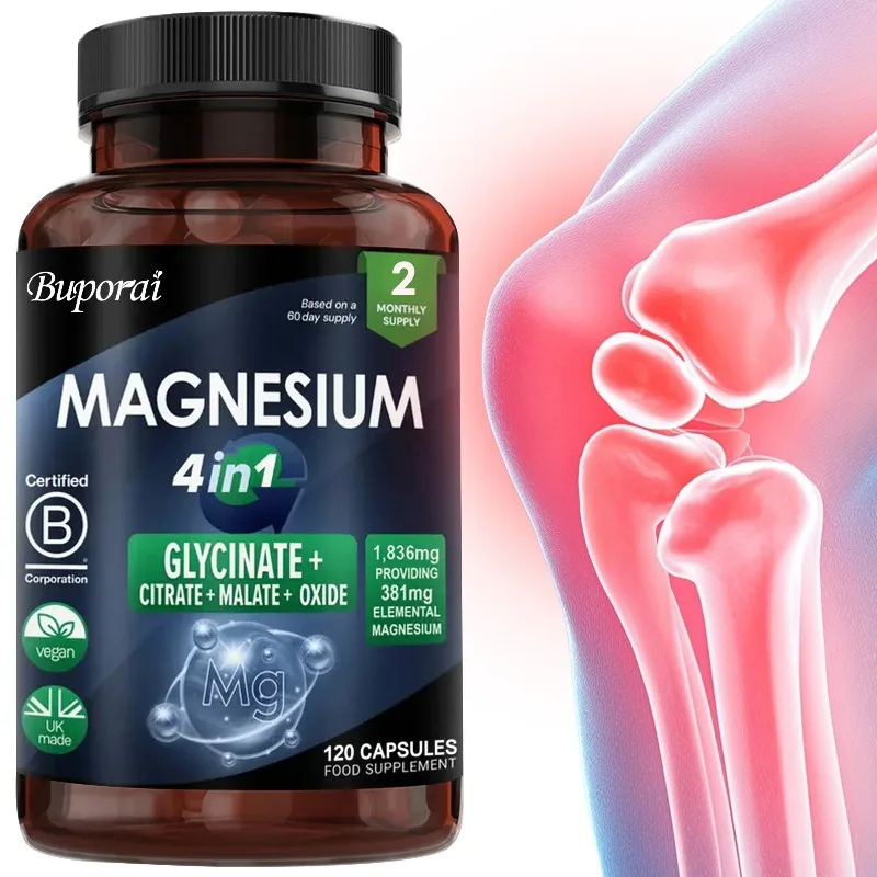 

Magnesium 4-in-1 Complex - Reduce Stress, Improve Sleep, Maintain Heart Health, Promotes Muscle Relaxation and Bone Health