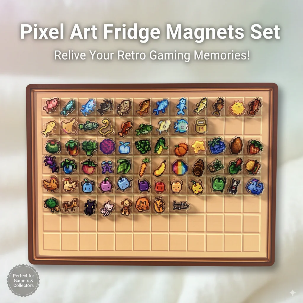 لعبة Pixel Farm مستوحاة من مغناطيس الثلاجة الأكريليك، ملصقات مغناطيسية صغيرة، حلي لطيفة قابلة للجمع لديكور غرفة المكتب والمطبخ