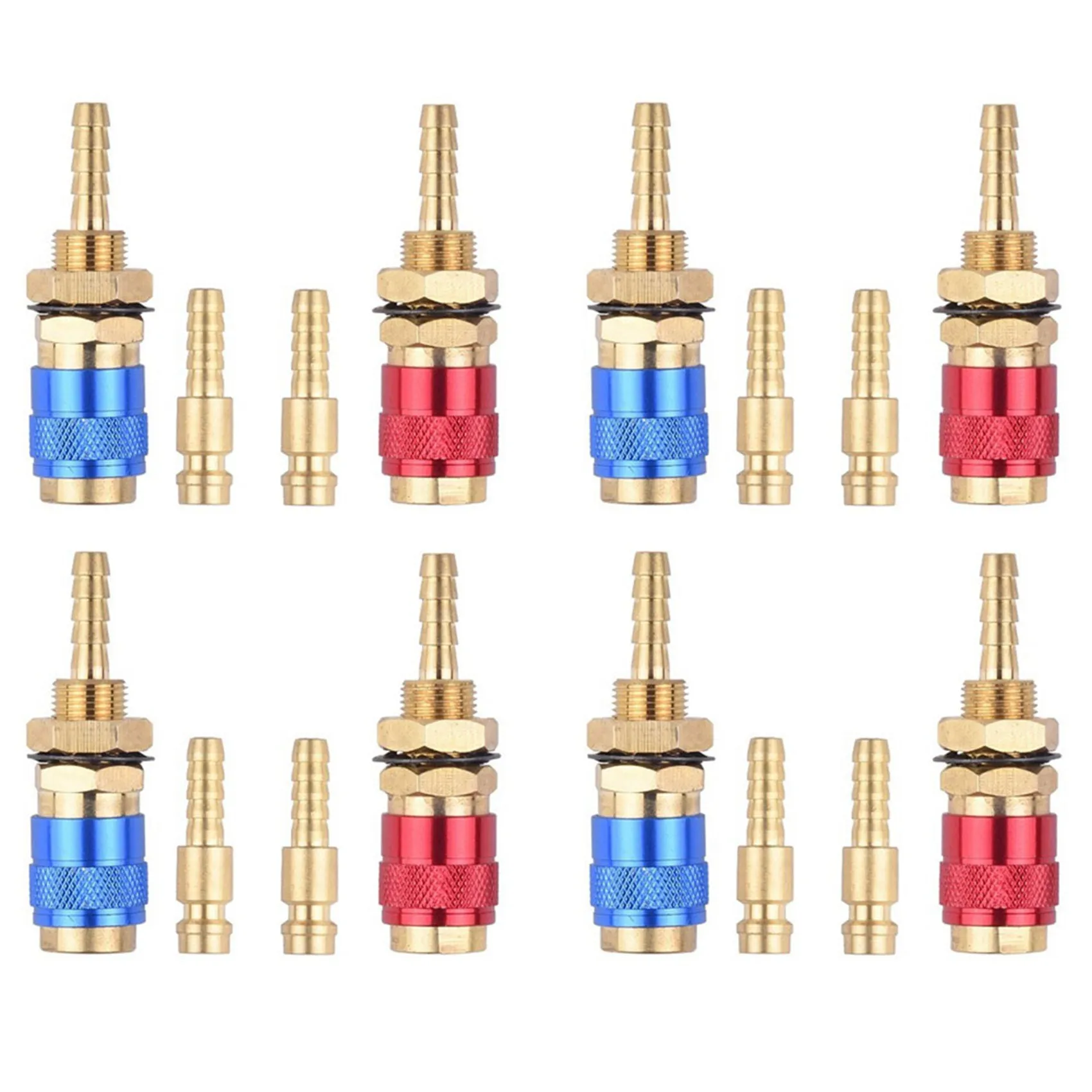 AS59 -8Pcs 6Mm 수냉식 공냉식 가스 워터 어댑터 MIG TIG 용접 토치 플러그 용 퀵 커넥터 피팅, 파란색 + 빨간색