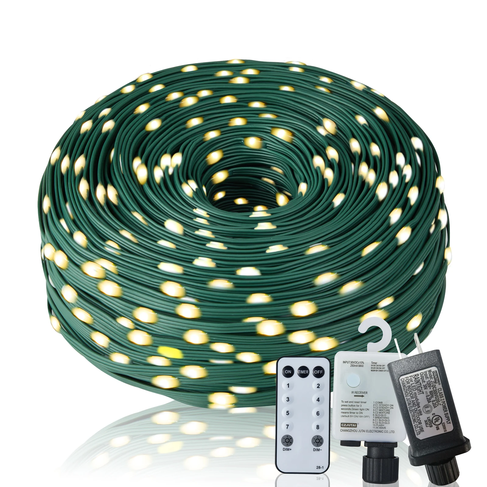 Luzes de corda de natal, 1000led/328 pés, corda decorativa externa estroboscópica com 8 modos/controle remoto/ip67 à prova d'água/temporizador/função de memória f