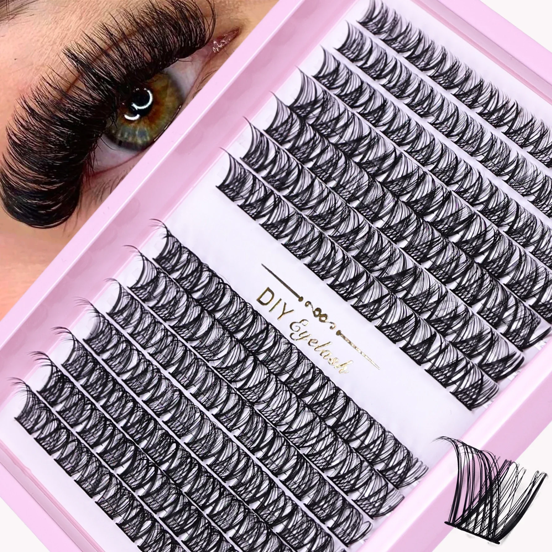 154pcs Cluster Lashes 10-16mm Wispy Individual Lash Extensions Natural Look Lashes D Curl Fluffy Cluster Lashes DIY Eyelash