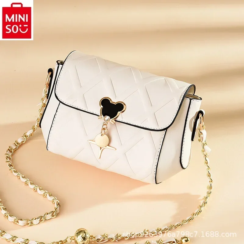 Miniso disney mickey moda feminina corrente bolsa estudante doce e versátil de alta qualidade crossbody pequeno quadrado saco