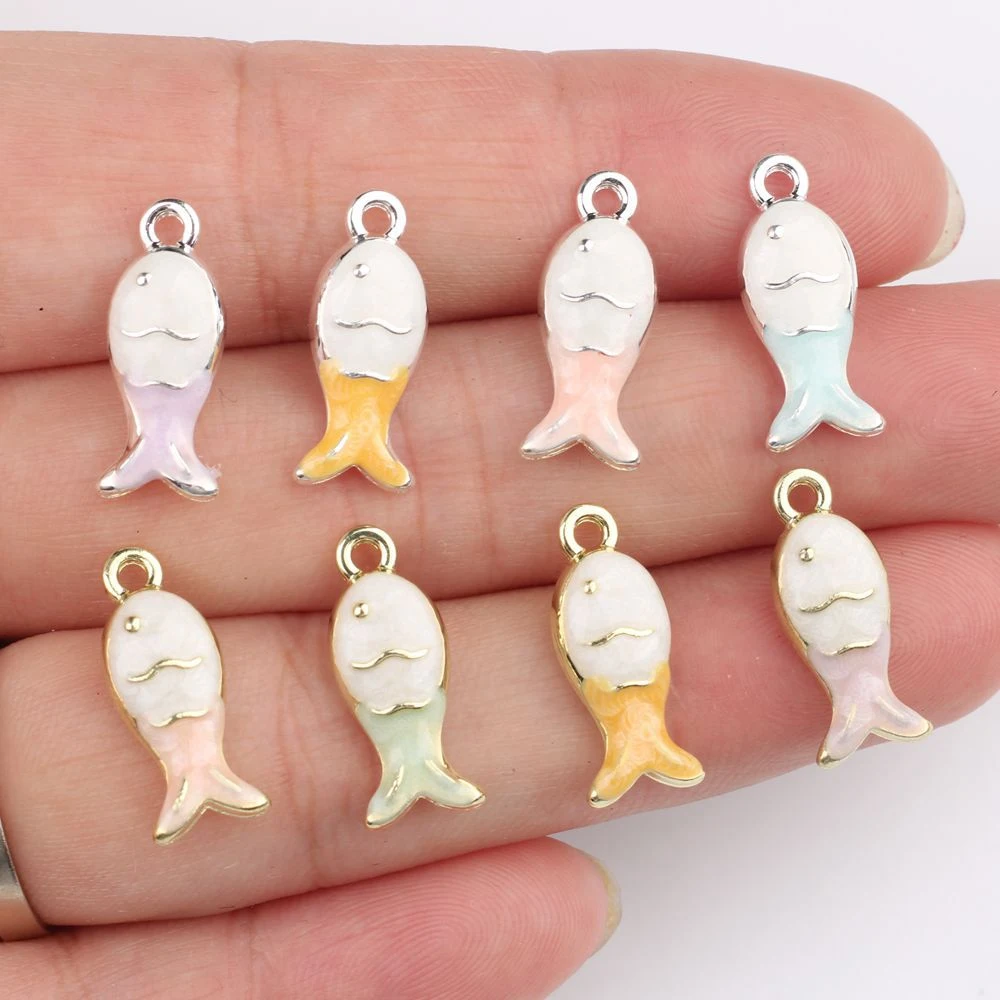 Breloques simples en forme de poisson, 10 pièces, pendentif, boucle d'oreille, collier, Bracelet, accessoires de fabrication de bijoux, ornements faits à la main, à la mode