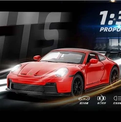 1:32 Porsche 911 GT3 Supercar Alloy Car Model With Pull Back Sound Light Children Gift Collection Diecast Toy Model Ornament