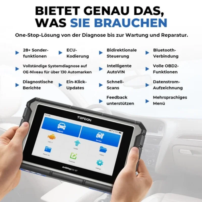 2026 US TOPDON ArtiDiag900 BT Bidirectional OBD2 Scanner, 28+ Reset Services, Full System Diagnostic, ECU Coding, AutoVIN, Bluetooth Wireless, 2 Years Free Update, 100+ Car Brands Professional Auto Repair Scan Tool