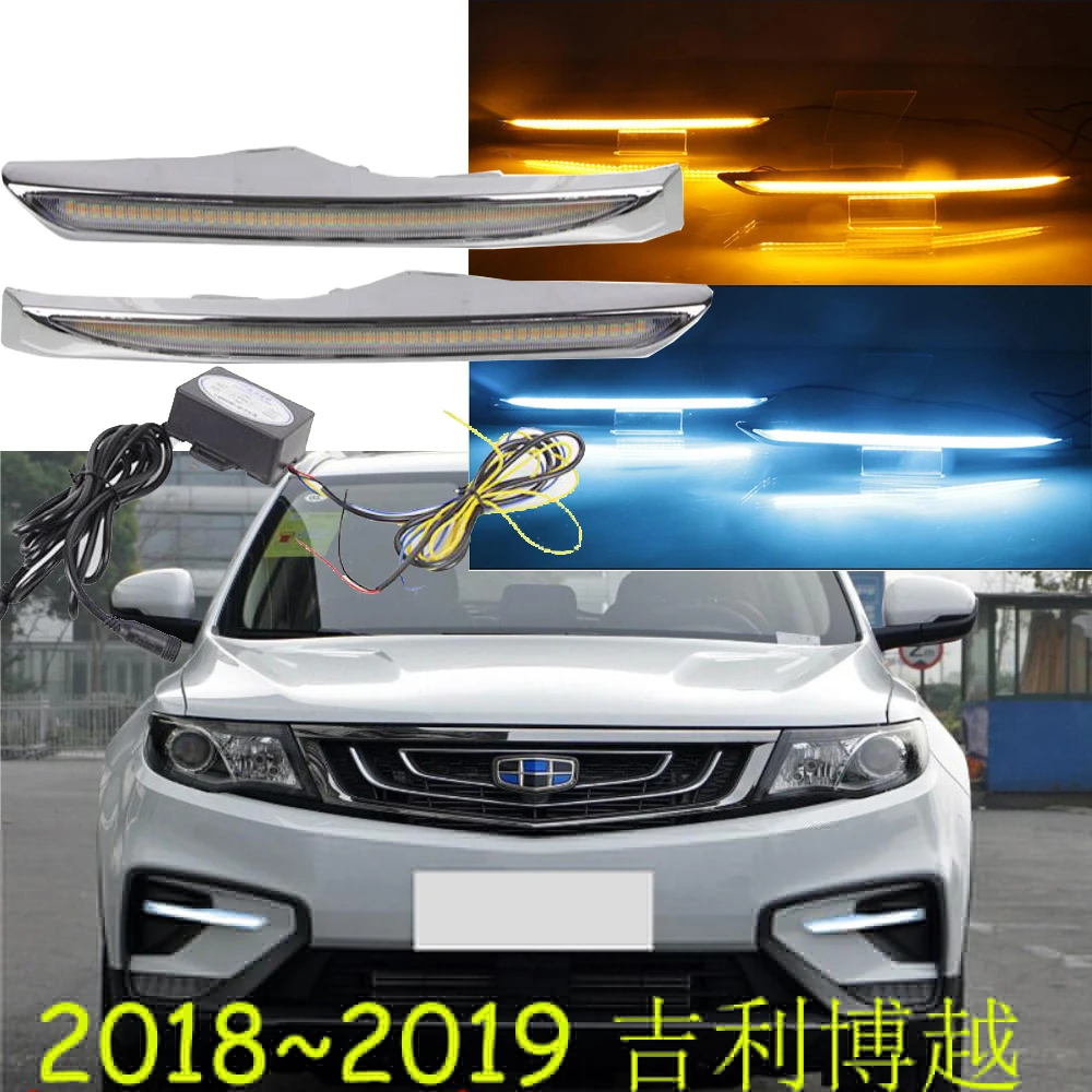 Car Bumper Headlight Geely Emgrand Daytime Light 2018~2019y DRL Car Accessories LED Headlamp Geely Emgrand Fog Light