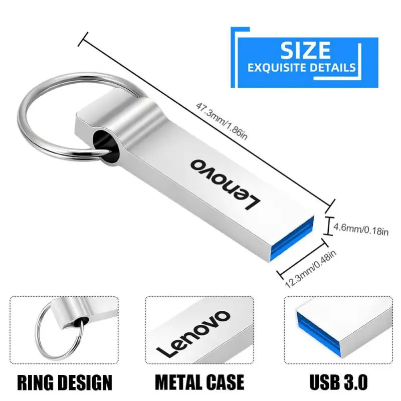 Lenovo 2TB Flash Drive Usb 3.0 Super High Speed Metal Transfer U Disk Pen Drive 1TB Waterproof Type C Disk SSD USB Drive Disk