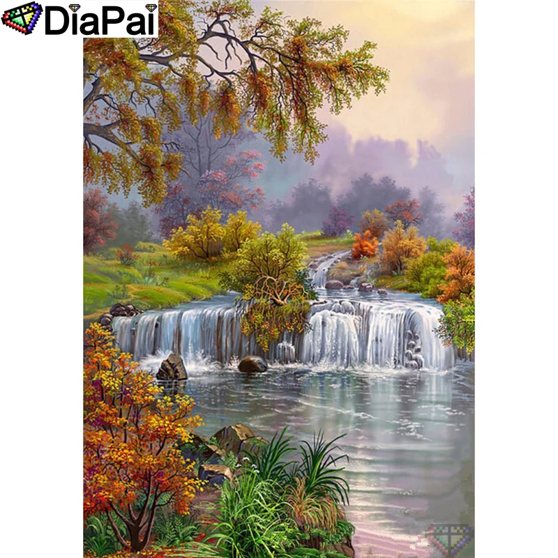 

DIAPAI Diamond Painting Cross Stitch "Waterfall view" Full Square Round Diy 5d Diamond Embroidery Picture Rhinestone Art A25317