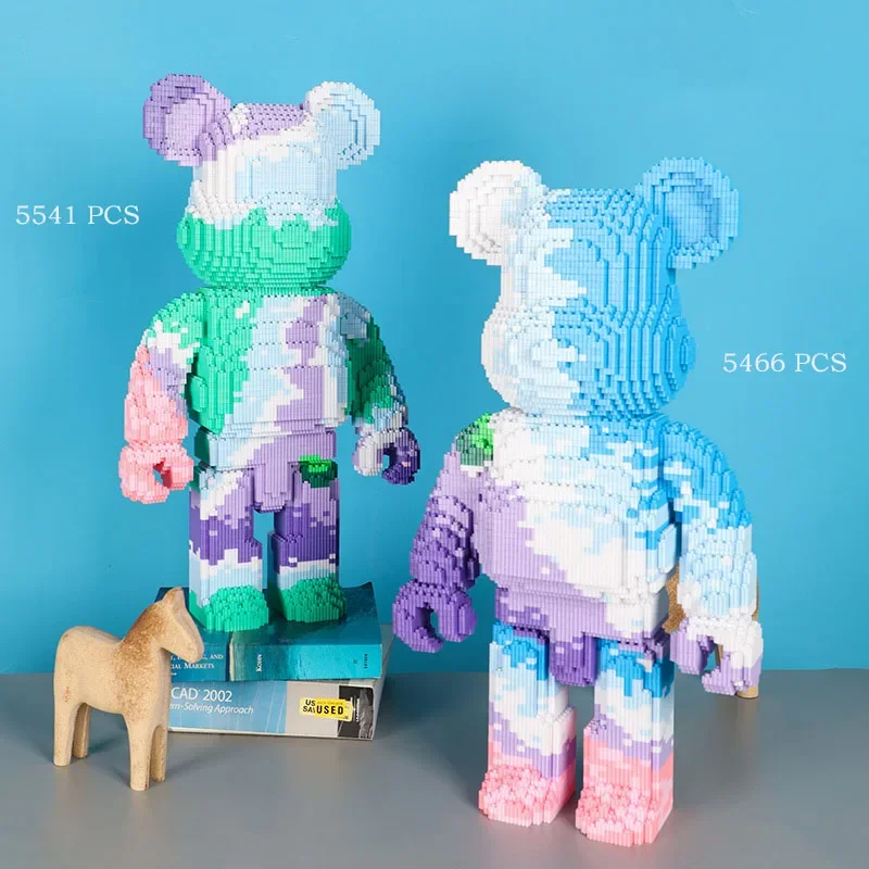 55cm Sea View Violence Bear Toy Lovely Assemble Particles DIY Assembly Painting Bear 3D Model Children's Toys Birthday Xmas Gift