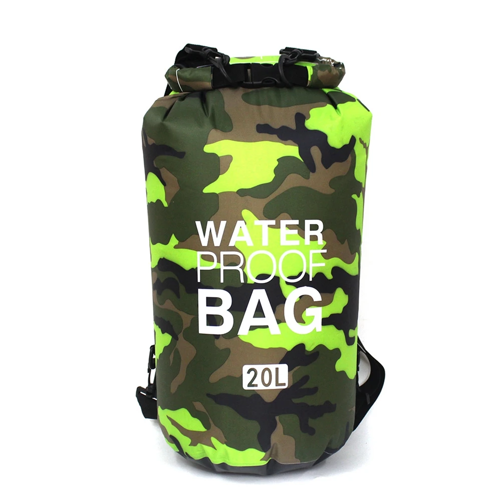 5pcs Outdoor Camouflage Waterproof Bag Portable Rafting Diving Dry Bag Sack PVC Folding Swimming Storage Bag for River Trekking